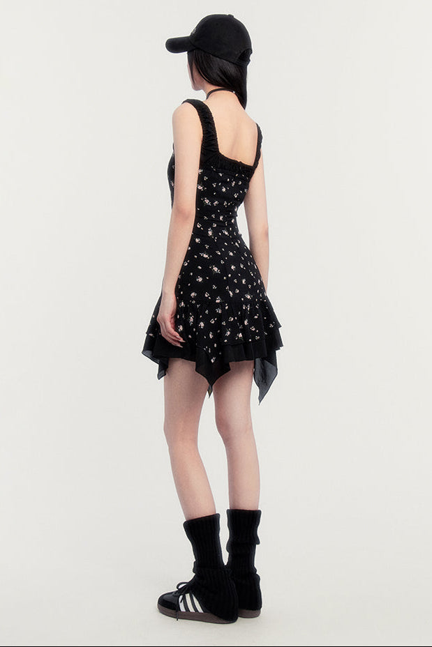 Off-Shoulder French Letter Dress Flower Love