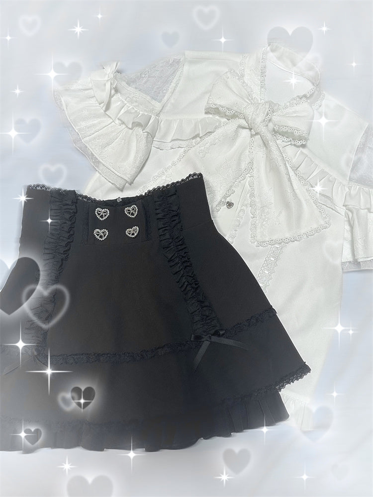 Hohe Culottes Schmaler Minirock mit Schleifenbund
