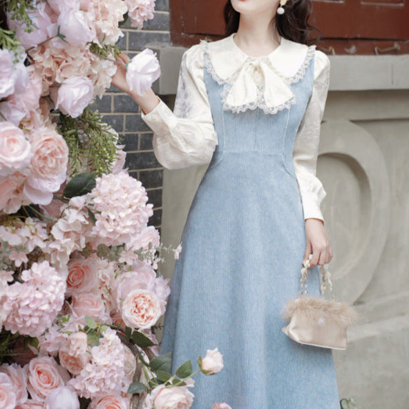 Two Retro Ruffle Check Letter Faux Piece French Dress