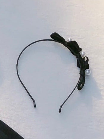 ブラックネックレスパールドレス レトロリボンスクエアフレンチリボンウエスト+キャットスーツ ブラックカラー