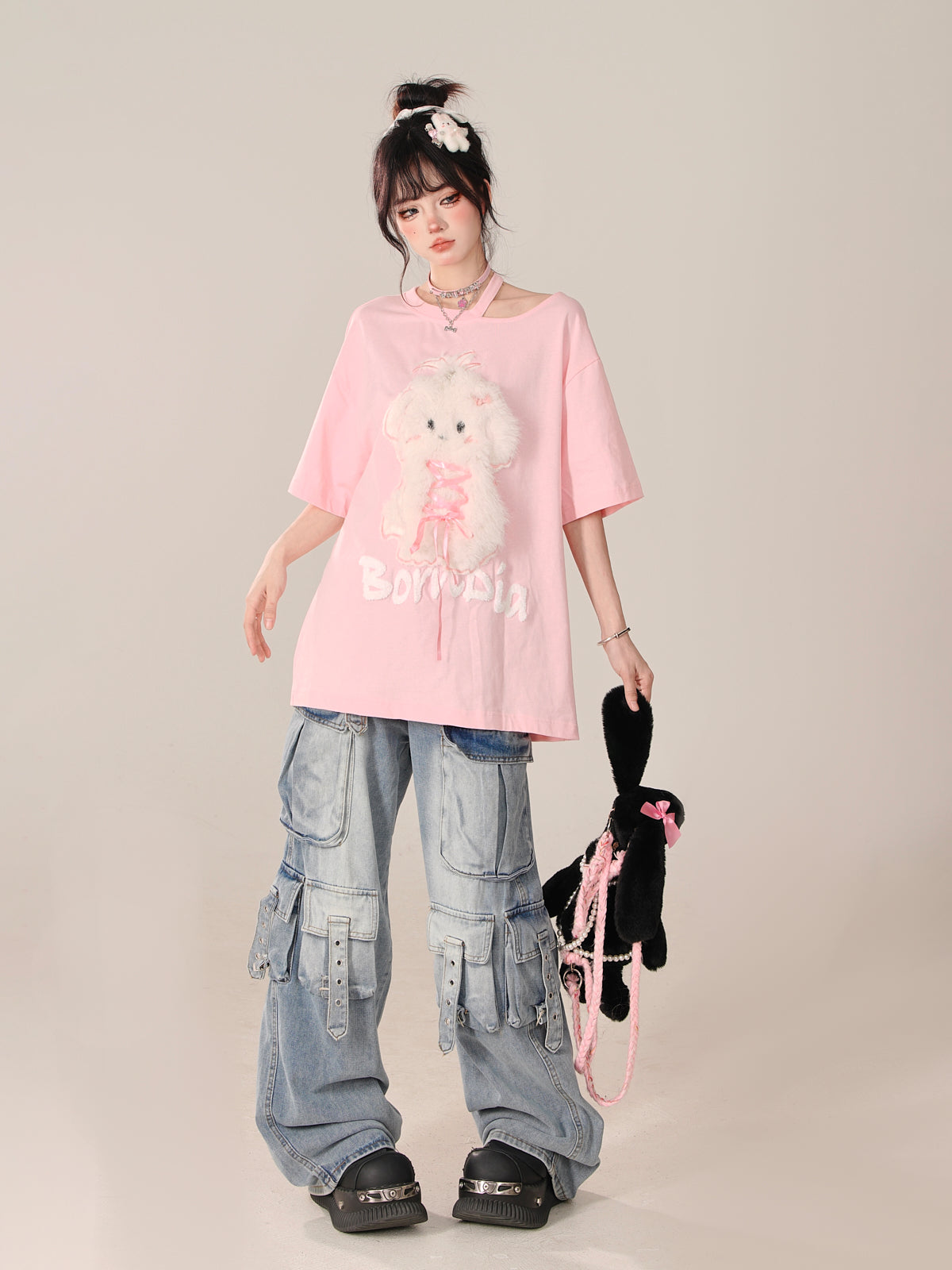 Sweet Pinky Loose Rabbit Top Far