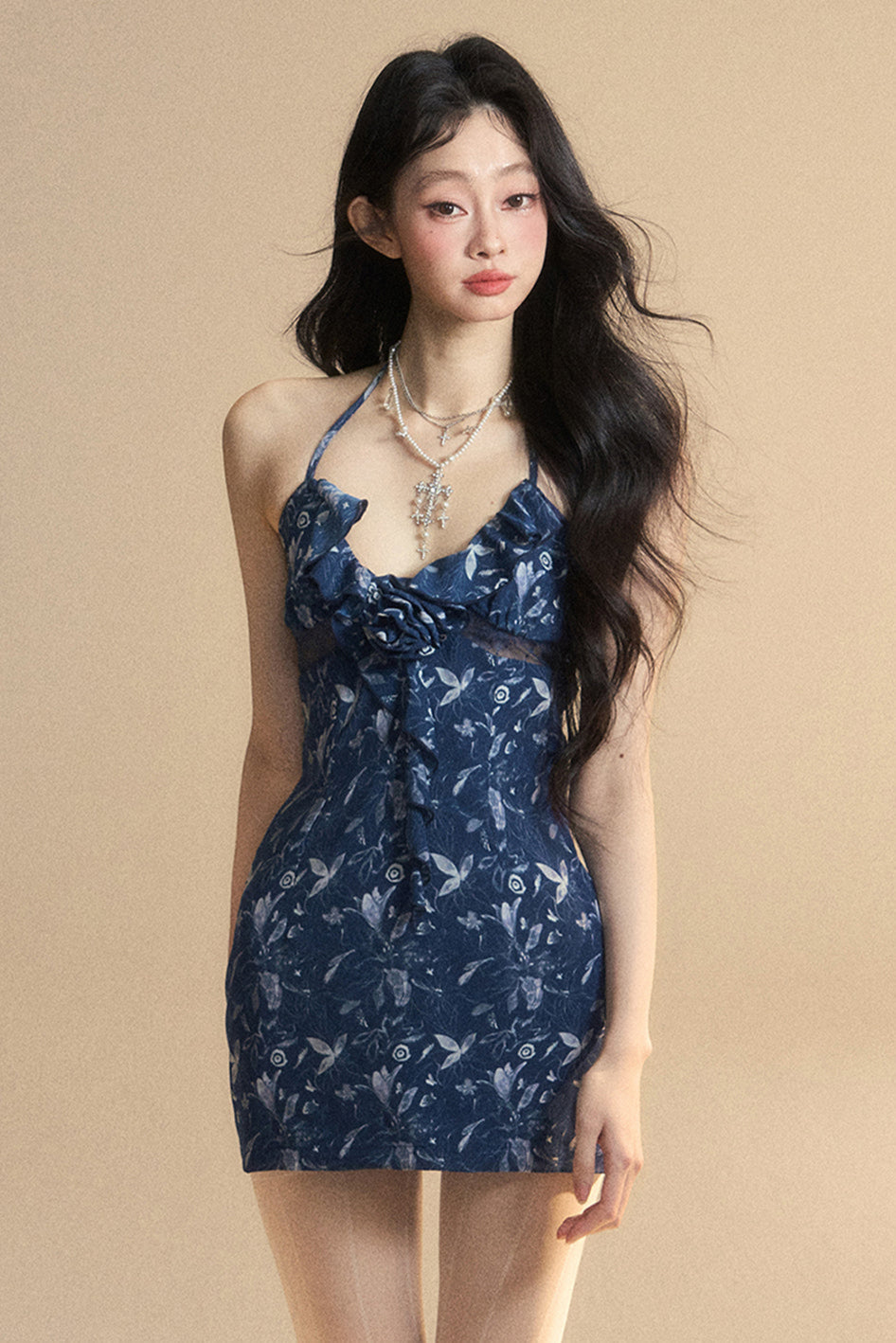 One-Shoulder Mini Dress Floral