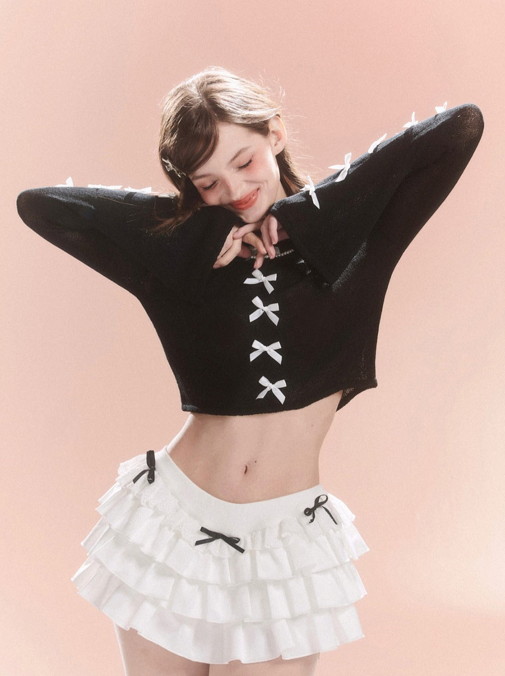 Chic Girly Top Sweet Ribbon French