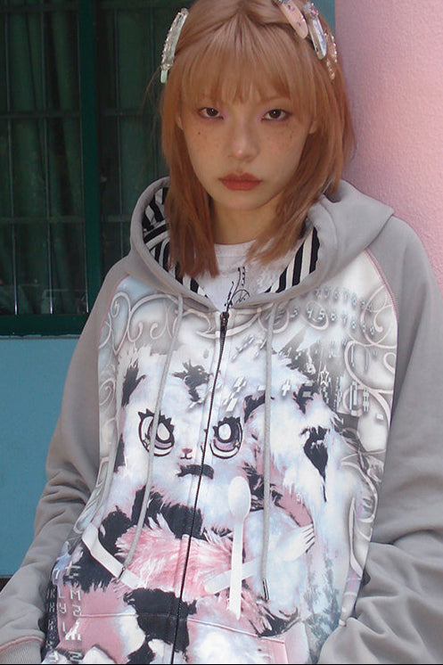 Sweatshirt Bunny Hoodie Graffiti Oversized