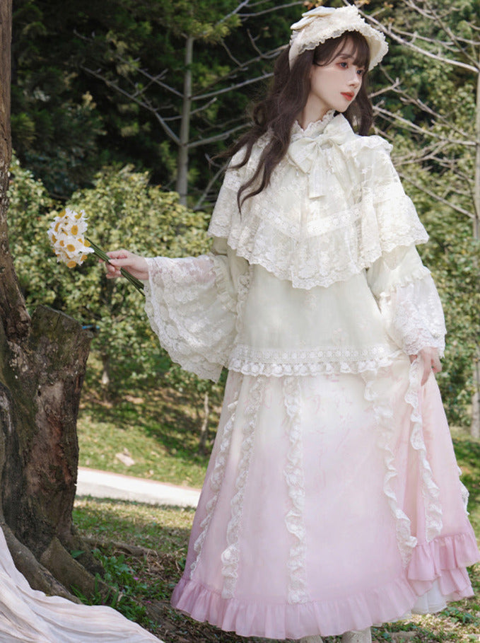 Top Skirt Apron Shawl China Romantic Ribbon Lace Embroidery