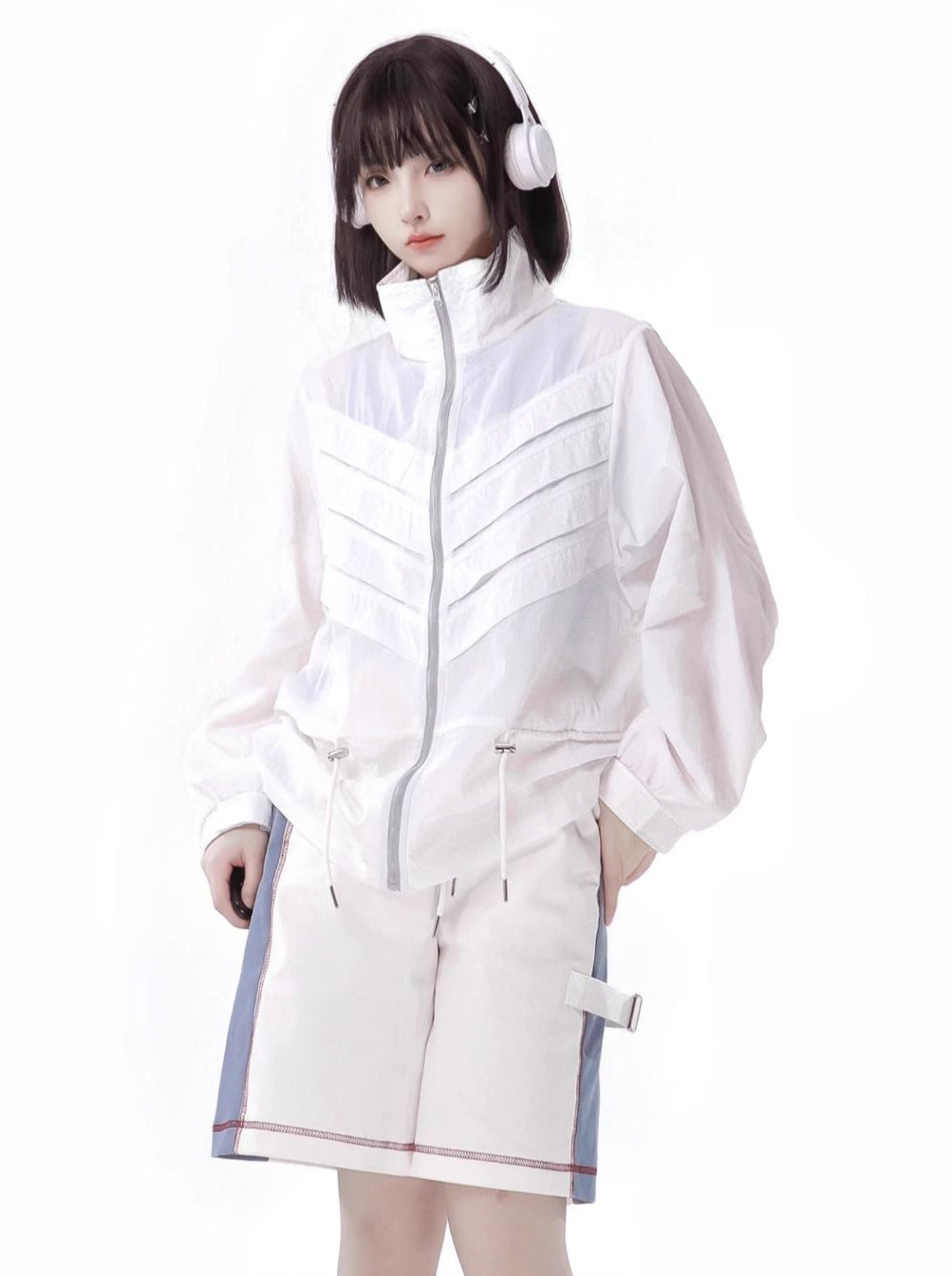 Veste d'été squelette de couleur de costume bleu blanc crème solaire d'invasion fraîche