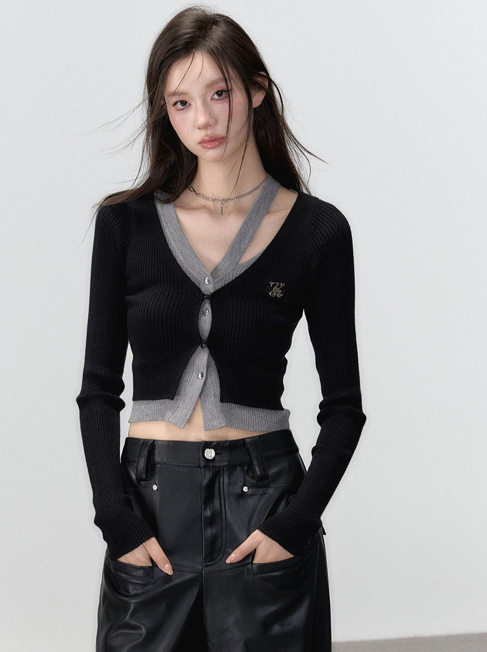 Short Faux Two-piece Sweater