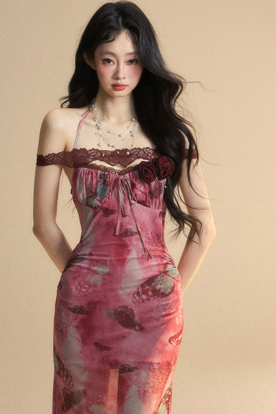 Lace Backless Maxi Dress