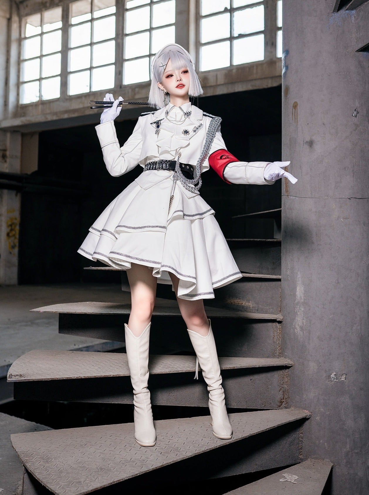 Army Skirt Dark Asymmetrical Military + Uniform + Shirt Mantle