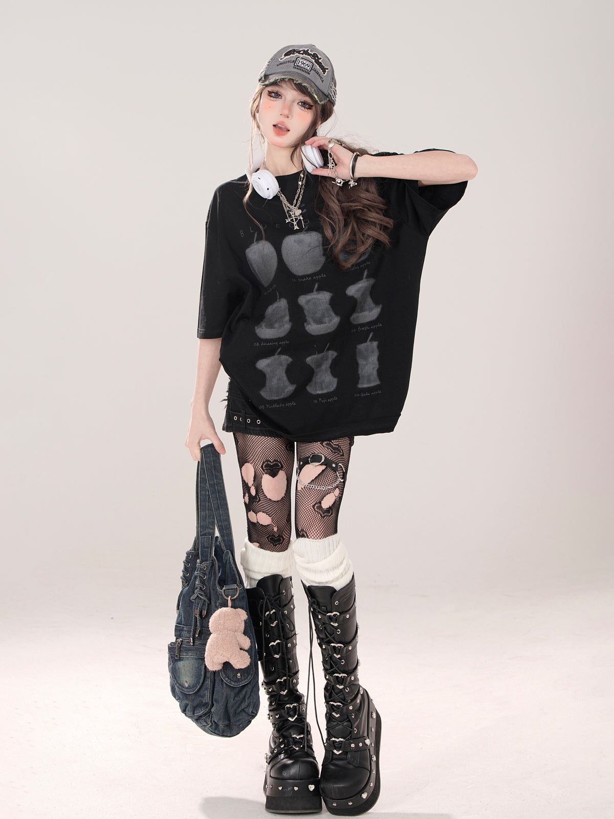 Apple Print Loose T-Shirt American