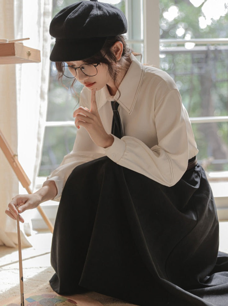 Shirt + Skirt Flared Wool Preppy