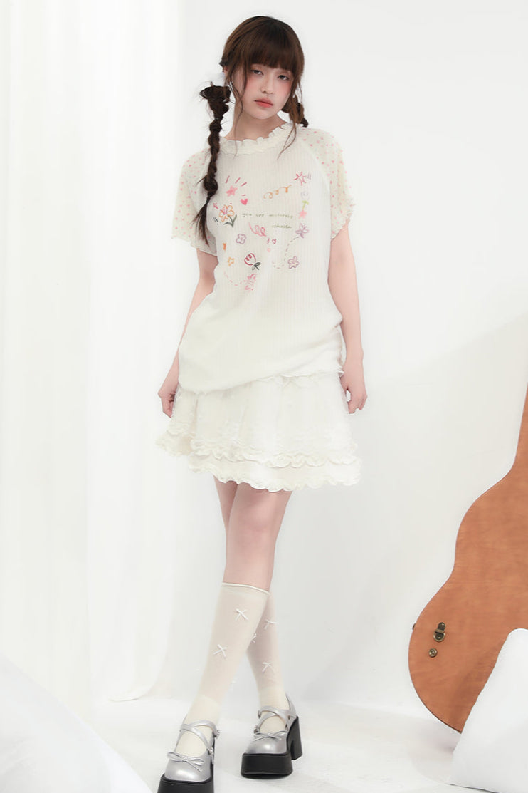 Round Floral Top Neck Heart