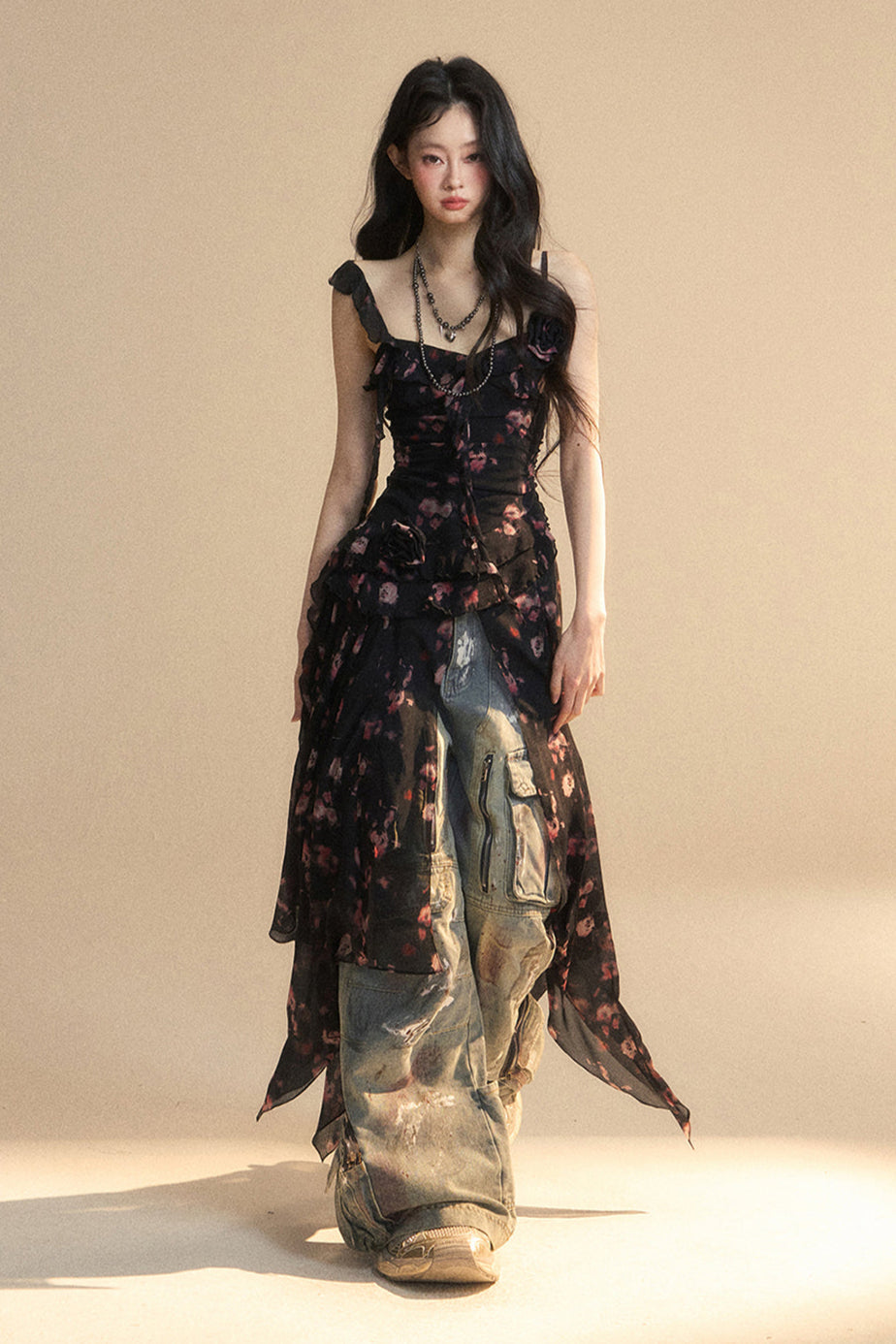 Chiffon Top Asymmetrical Wildflower Reservations Camisole