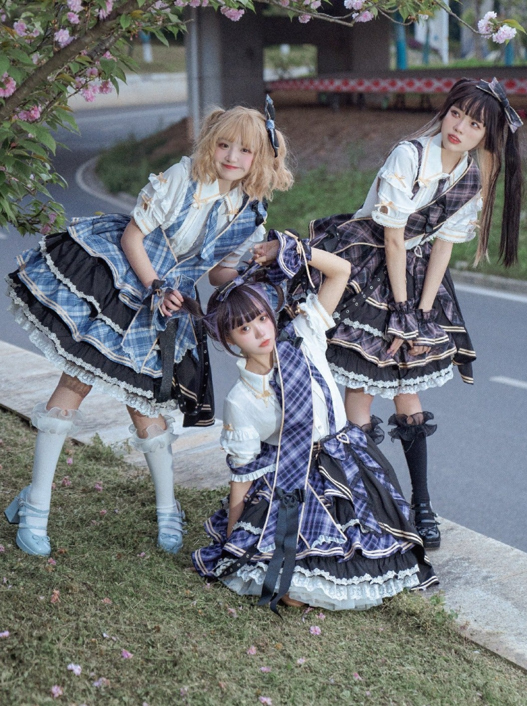 Top Skirt Check Idol Ruffle Tiered Check Lolita