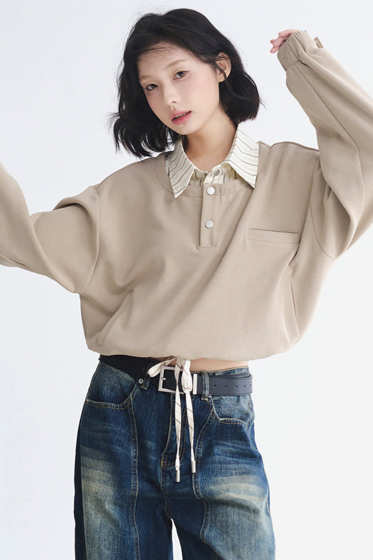 Sweater Top Collar Layered Look