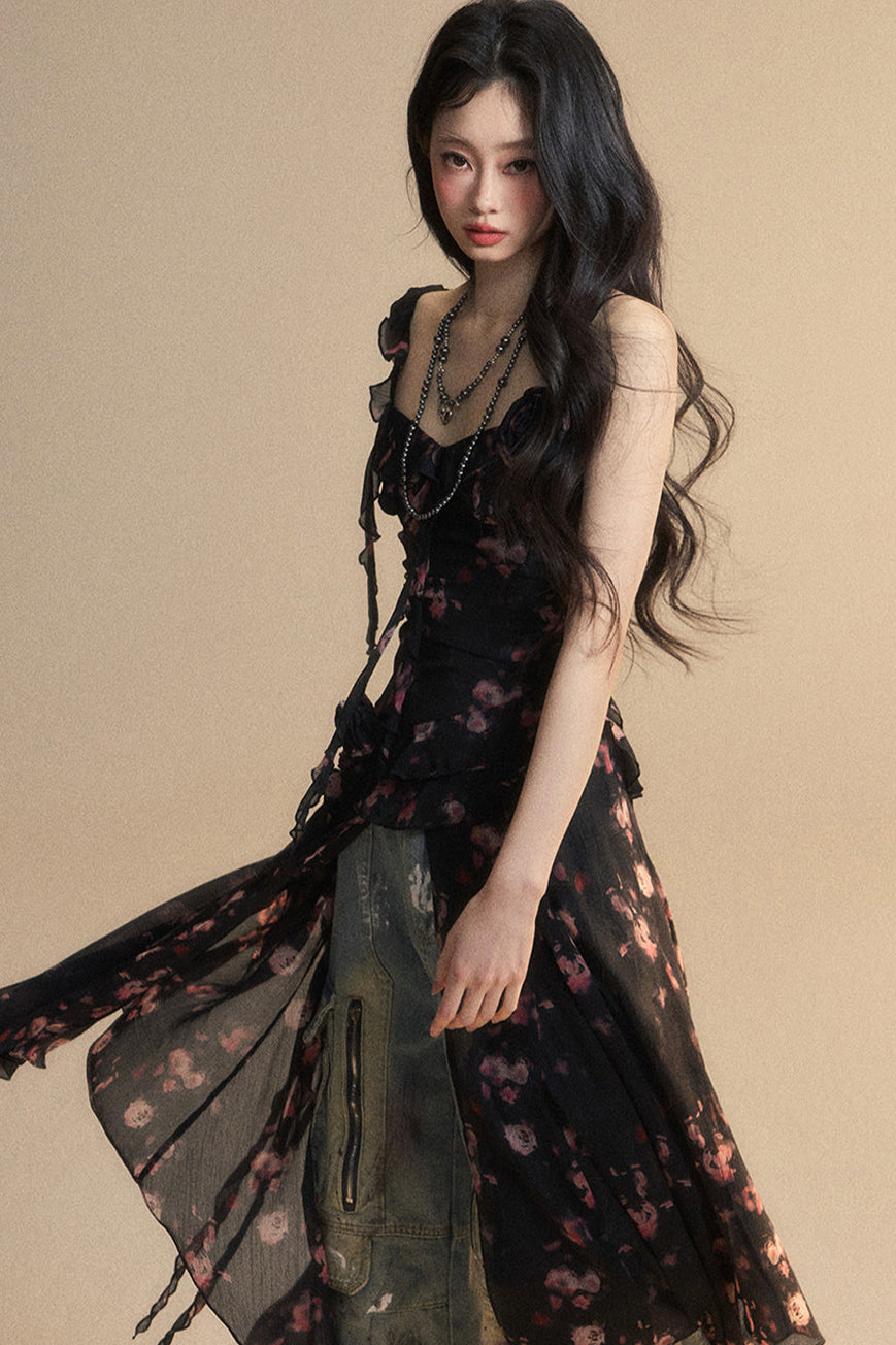 Chiffon Top Asymmetrical Wildflower Reservations Camisole