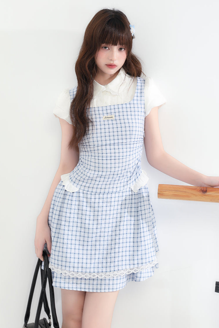 Sweet Check Blue College Dress