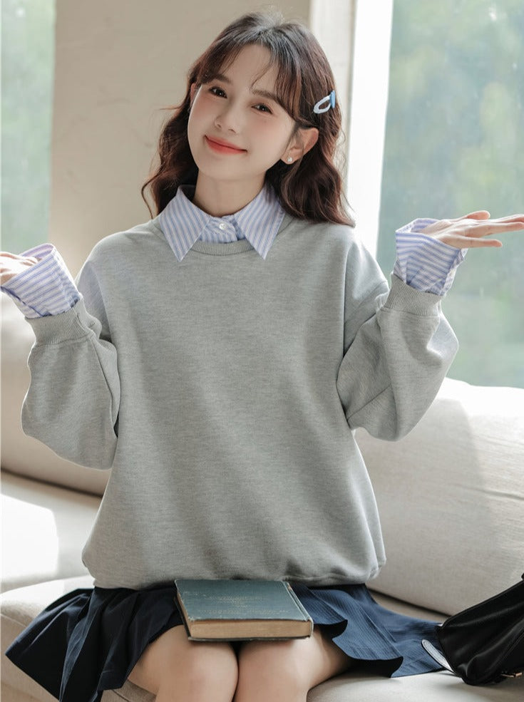 Pull ample à rayures, ensemble deux pièces