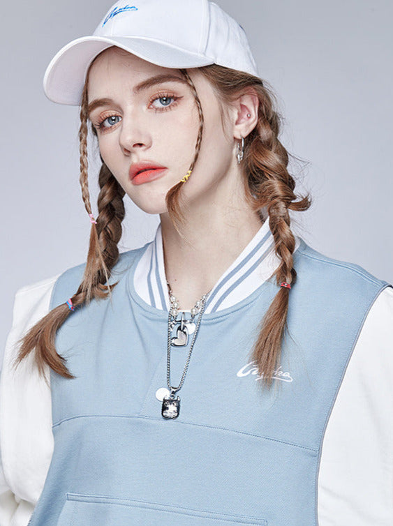 Gilet sportif en tricot bleu-blanc