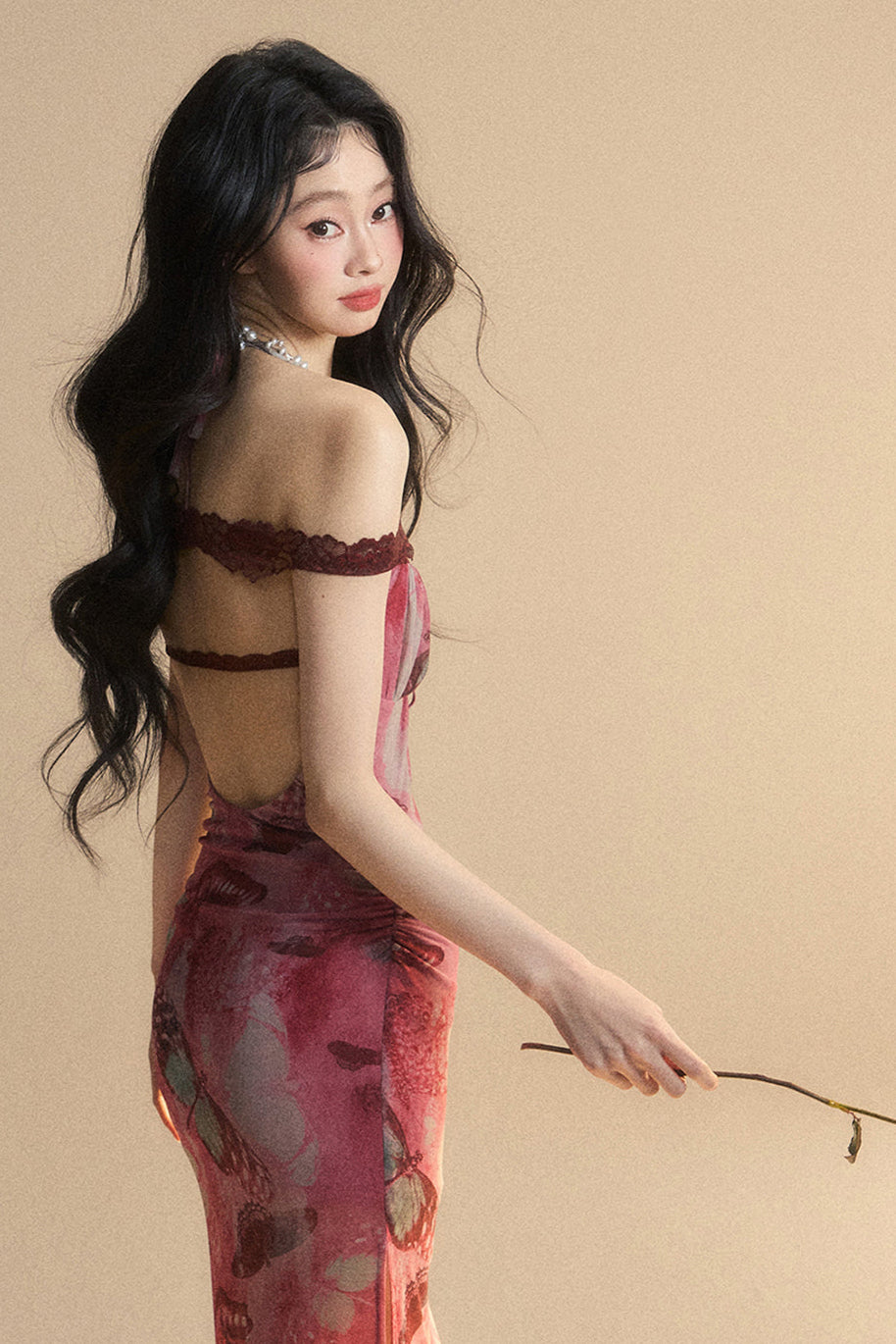 Lace Backless Maxi Dress