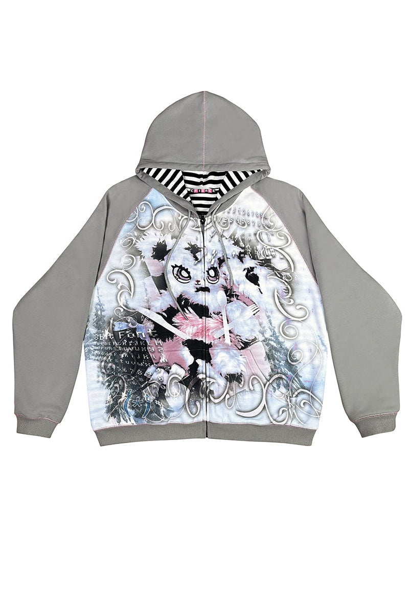 Sweatshirt Bunny Hoodie Graffiti Oversized