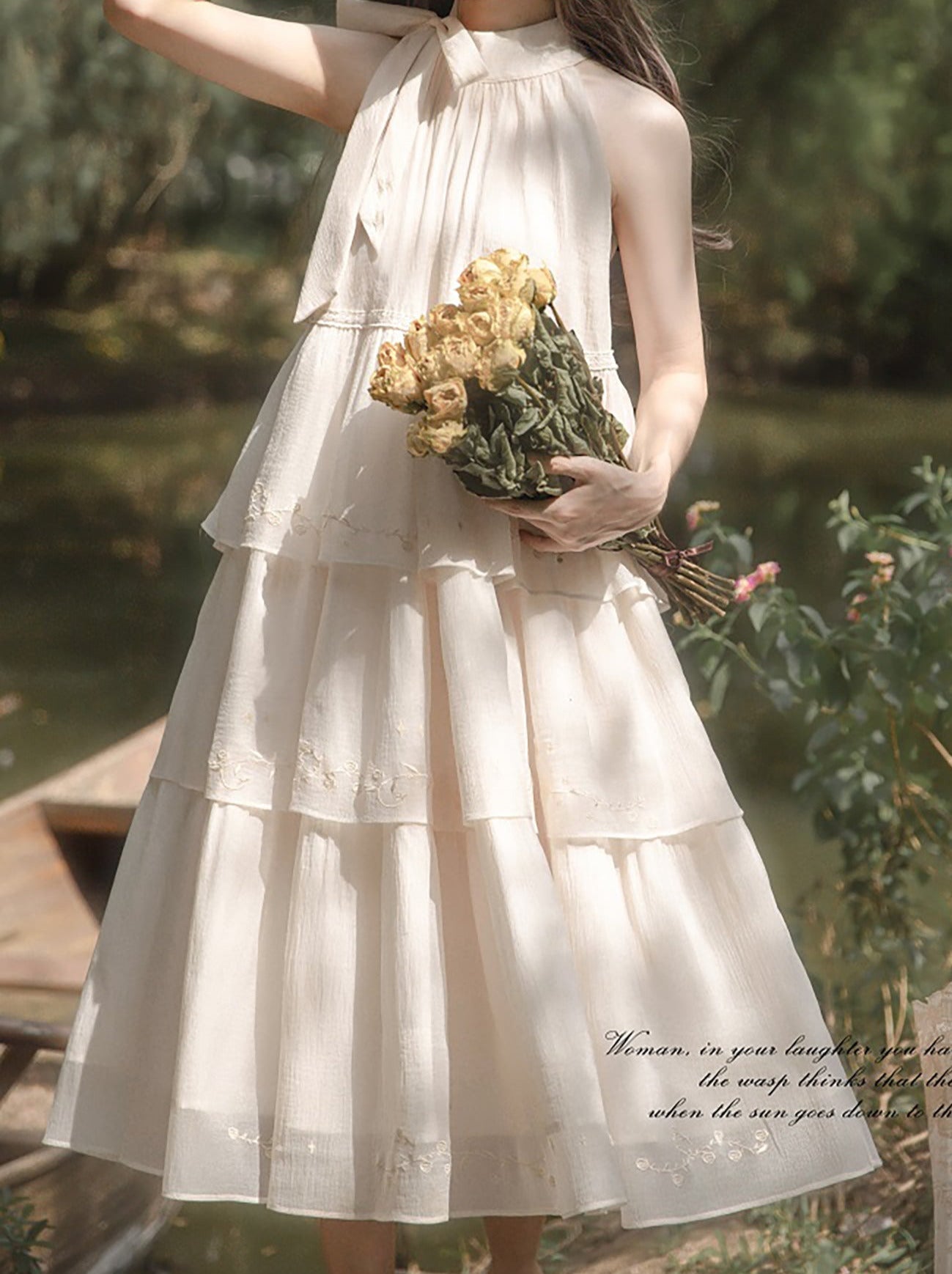 Embroidery Cake Fairy Moonlight Dress Neck Halter
