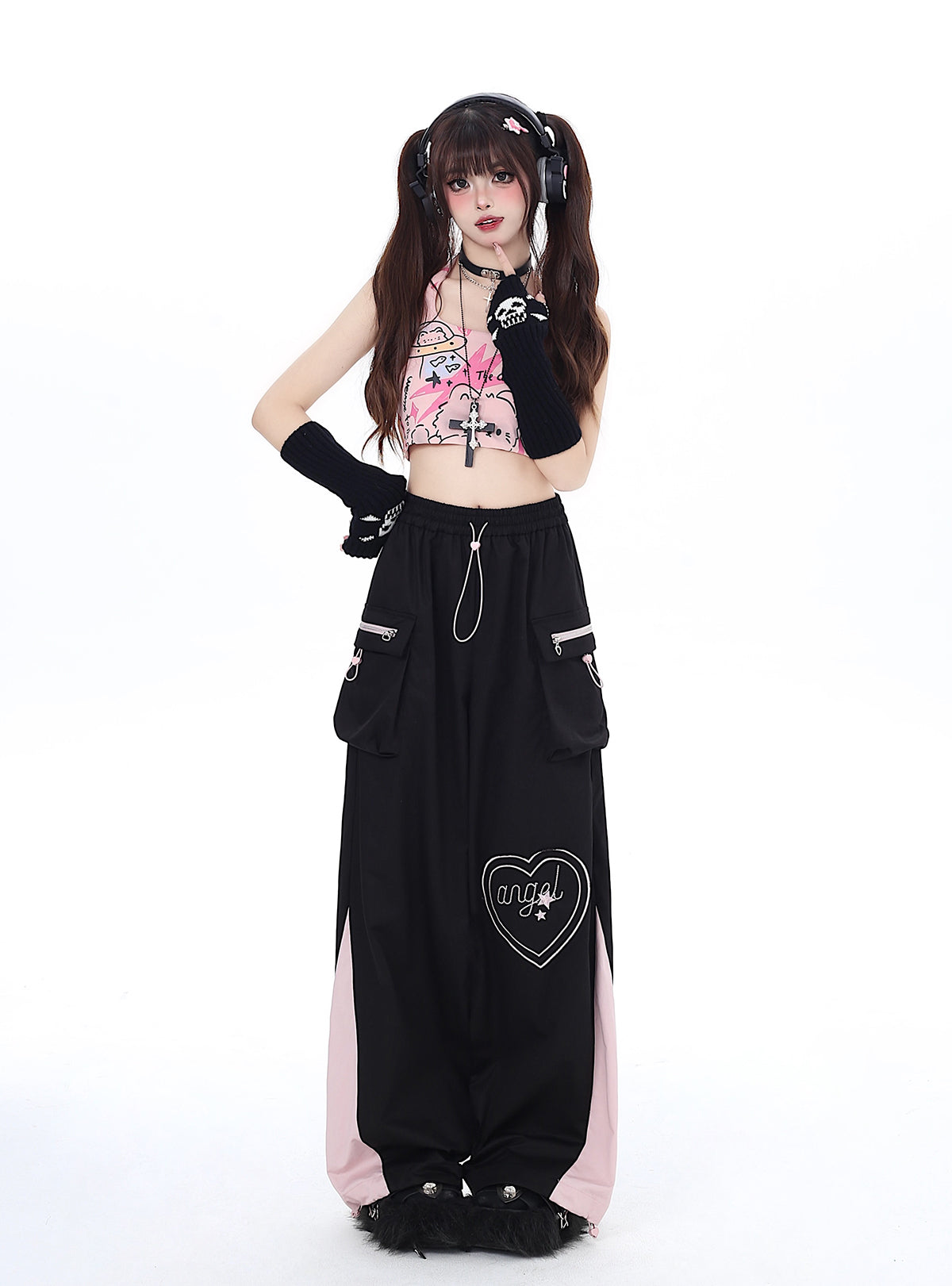 Love Pants mit Kordelzug in Kontrastfarbe, Cargo