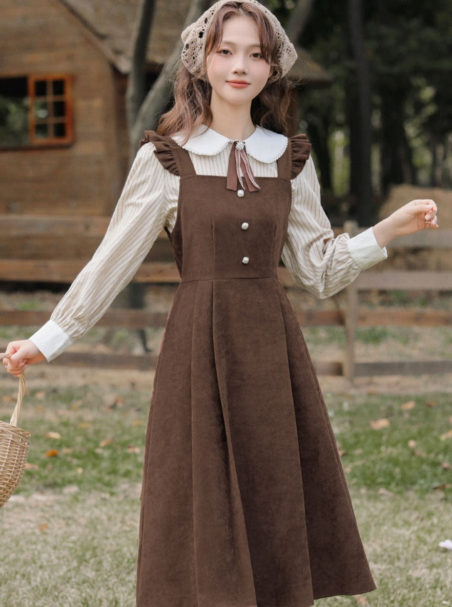 Style College Piece Suspender Shirt Two Dress American