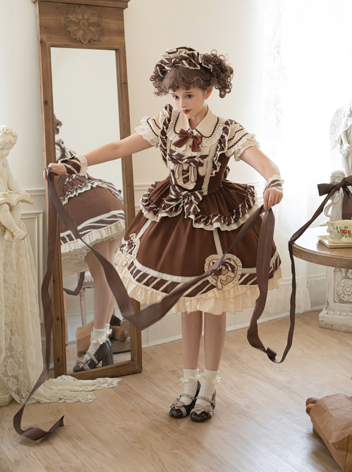Sweet Ruffle + Blouse Skirt Arm Chocolate Warmers + Lace Ribbon Catsuit + Short Lolita