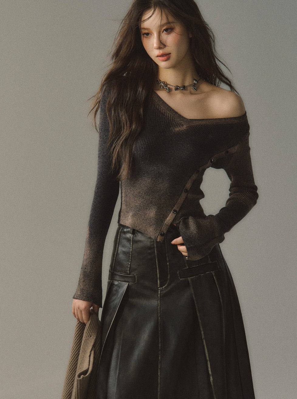 Haut carré slim à col licou et taille haute