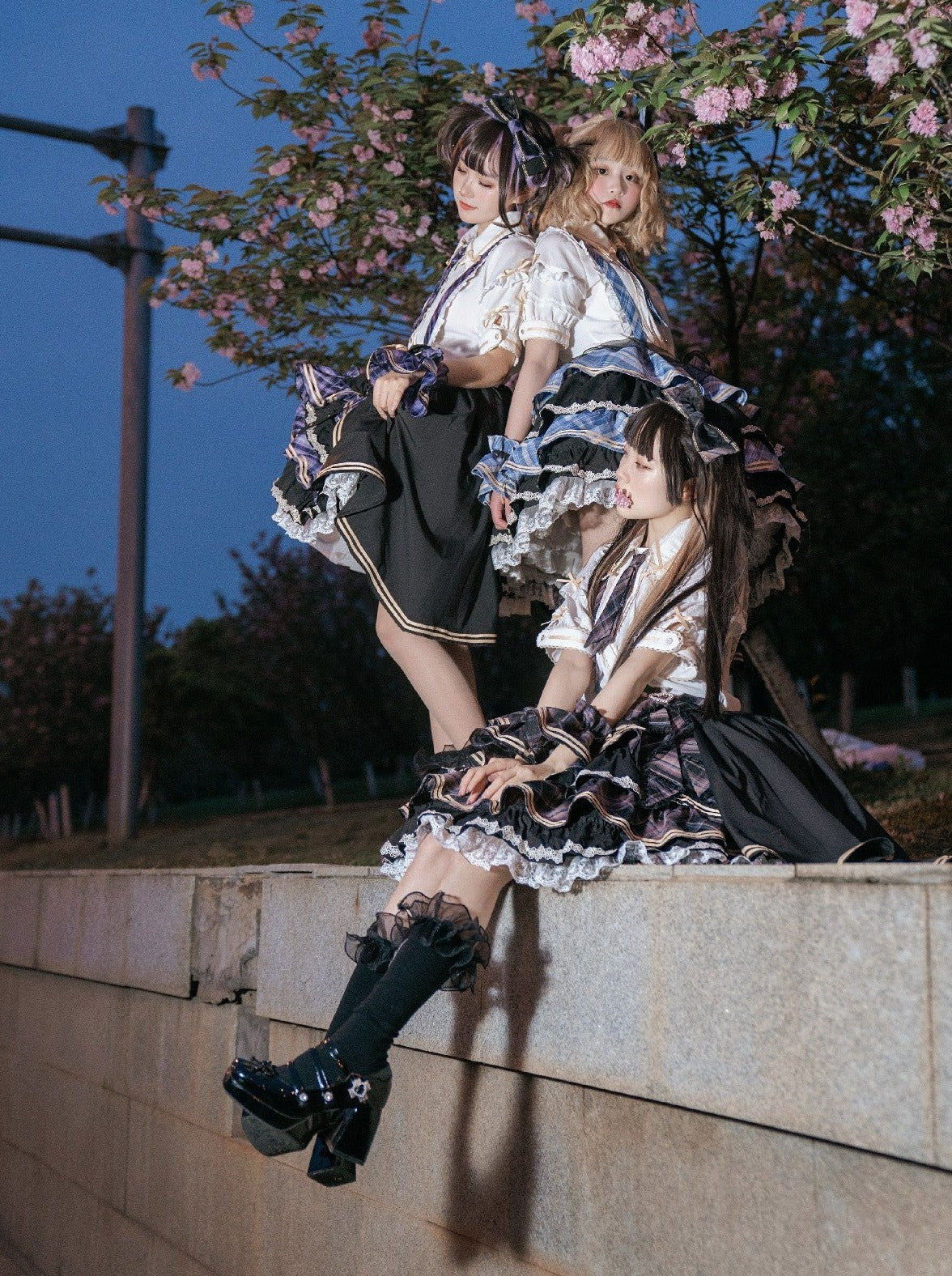 Top Skirt Check Idol Ruffle Tiered Check Lolita