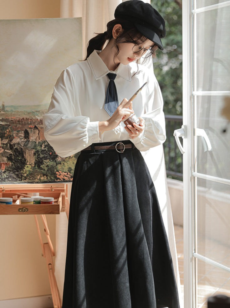 Shirt + Skirt Flared Wool Preppy