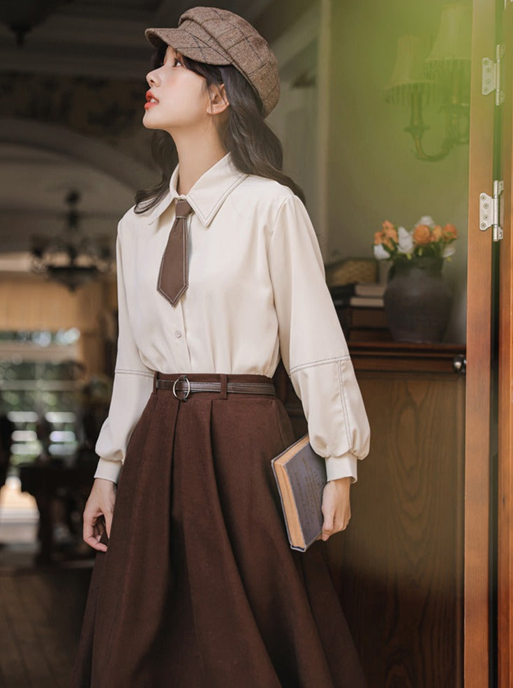 Shirt + Skirt Flared Wool Preppy
