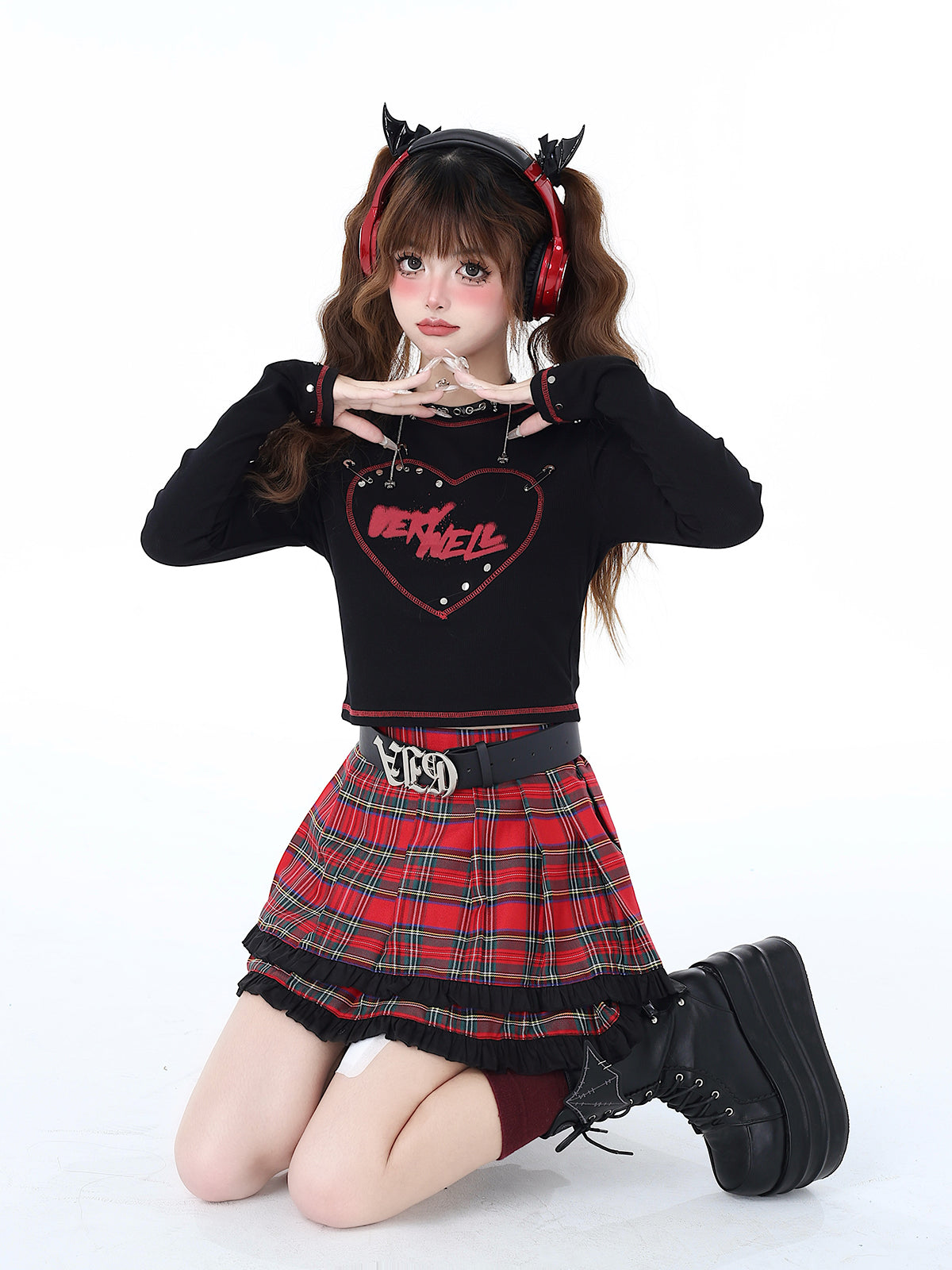 Love Fit Retro Girl Pin Print Top Schlank Hot