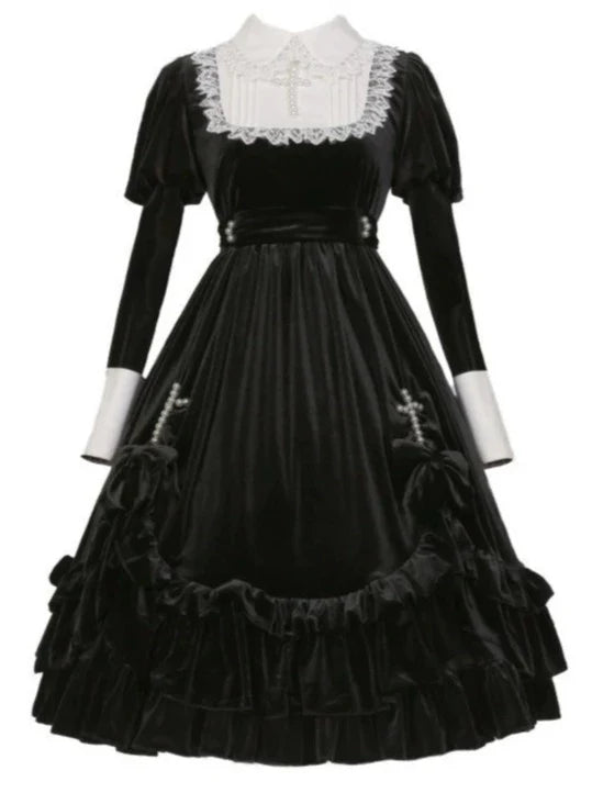 Velvet Gothic Maid Cross Dress Dark Lolita