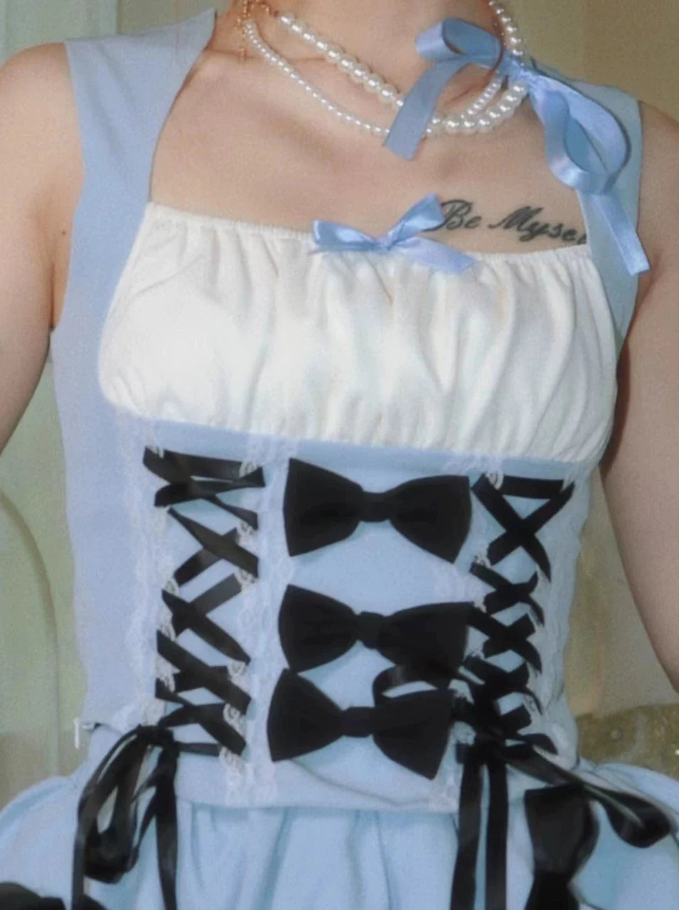 Rock Subculture Lace Up Cake Top Strap Princess Set + Weste