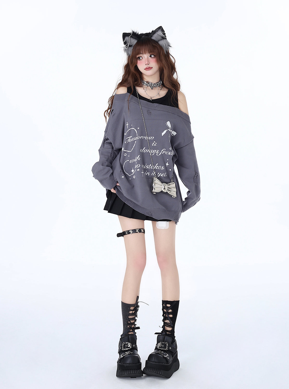 Haut deux pièces à épaules dénudées, style décontracté et cool, effet faux-sucré, pour une fille adorable