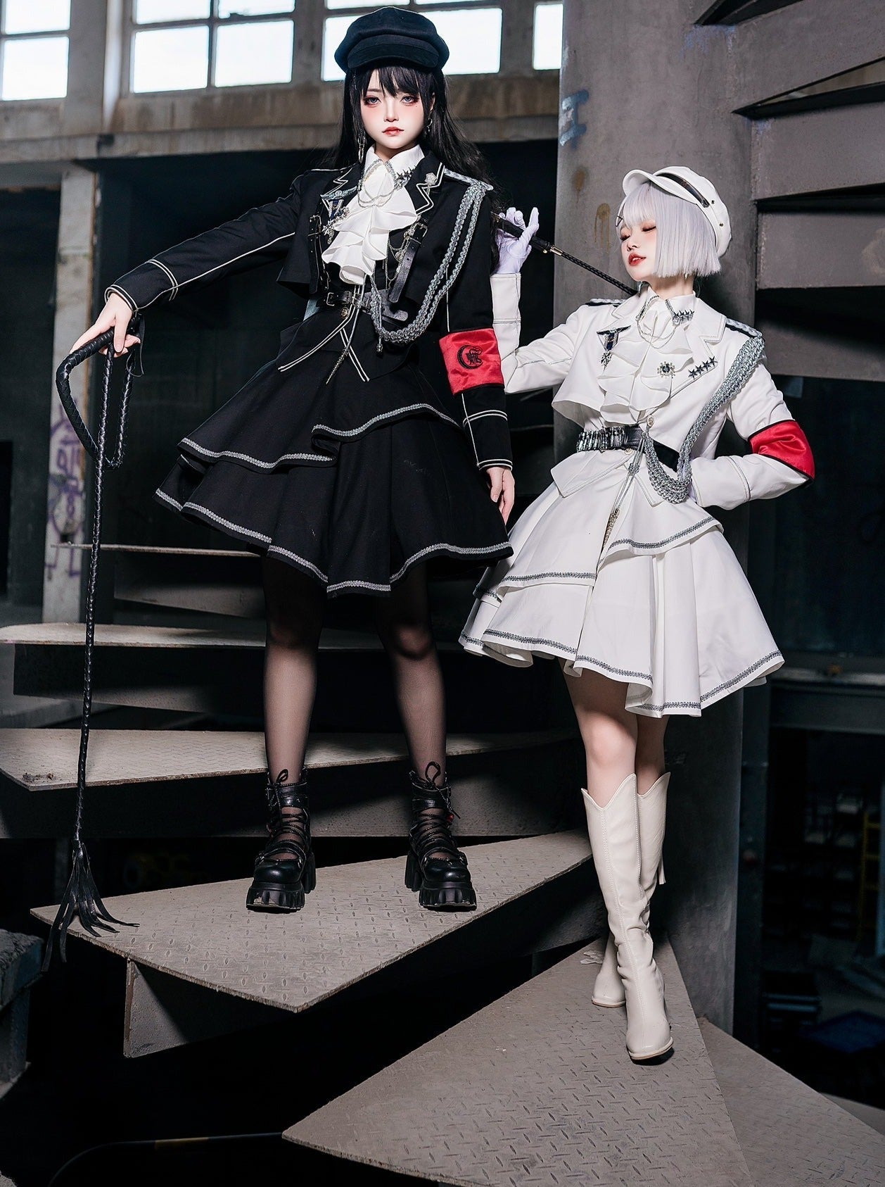 Army Skirt Dark Asymmetrical Military + Uniform + Shirt Mantle