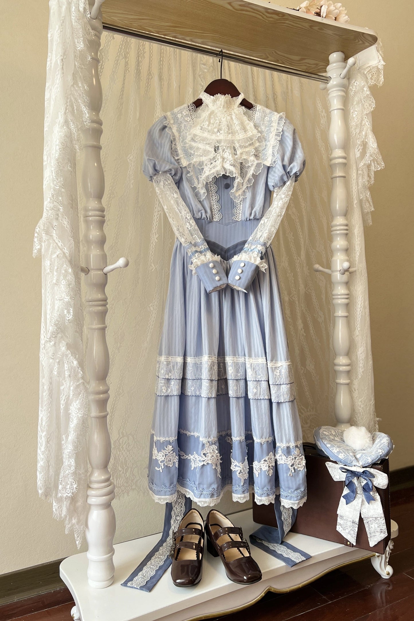 Stickerei Reservierungen Lolita Süßes Kleid Blau