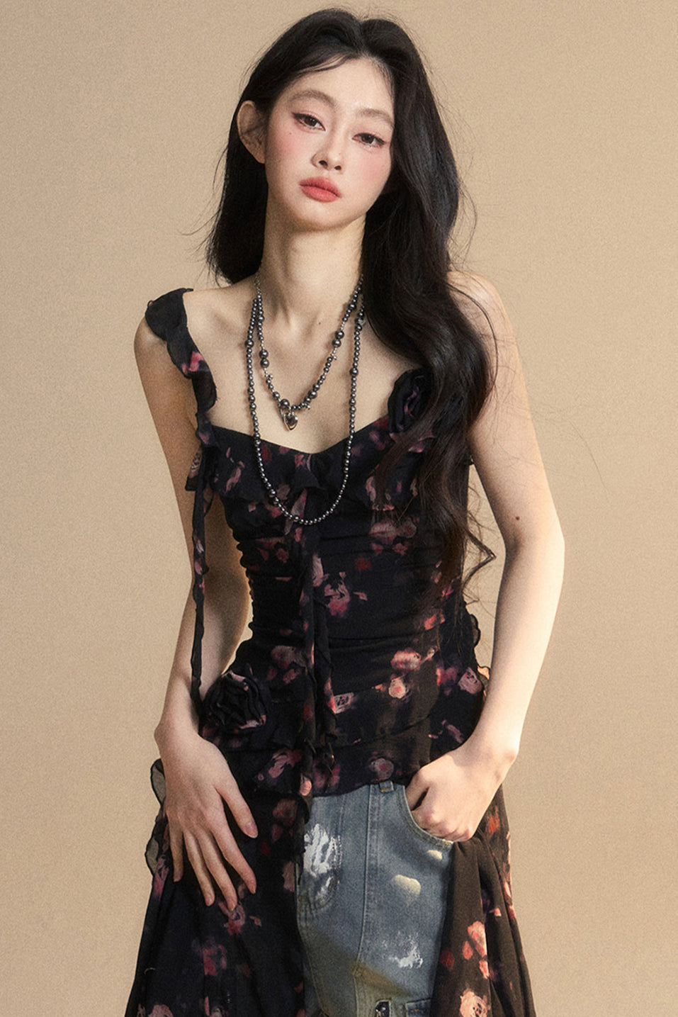 Chiffon Top Asymmetrical Wildflower Reservations Camisole