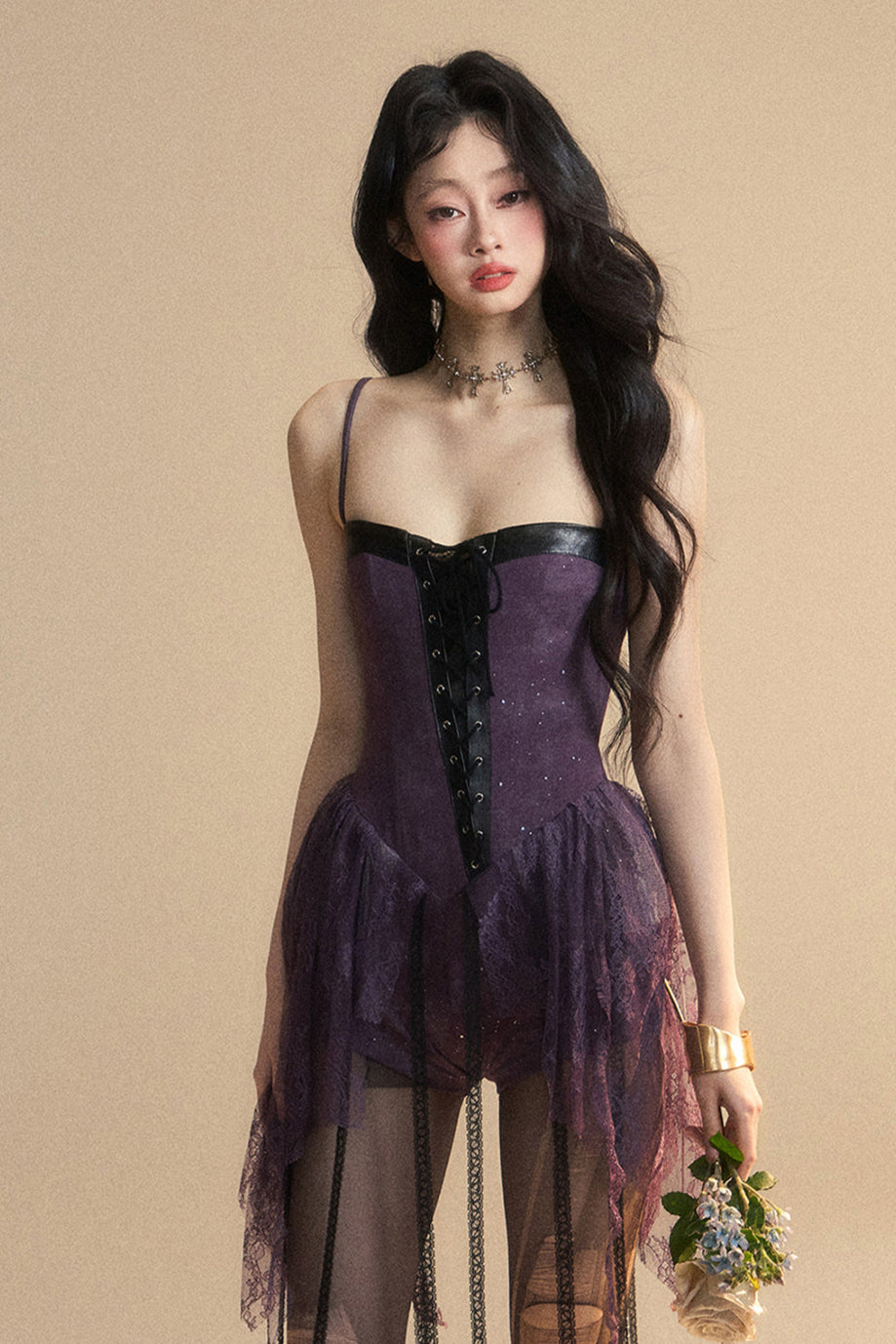 Dress Dark Halter Lace French