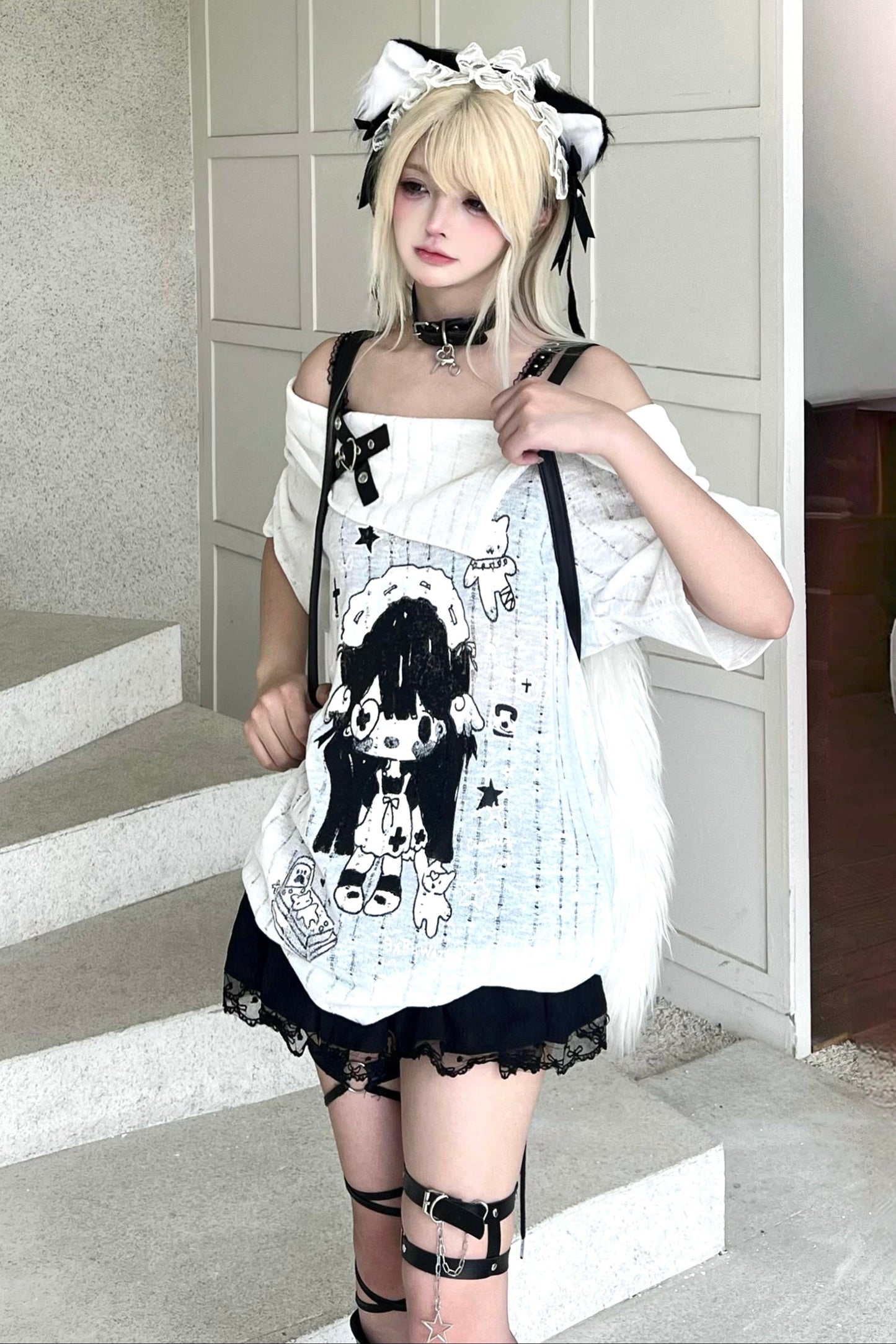 Sweet Top Print Smock Anime