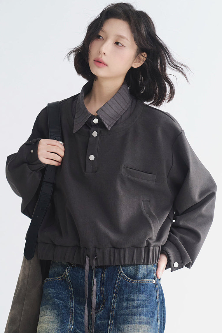 Sweater Top Collar Layered Look