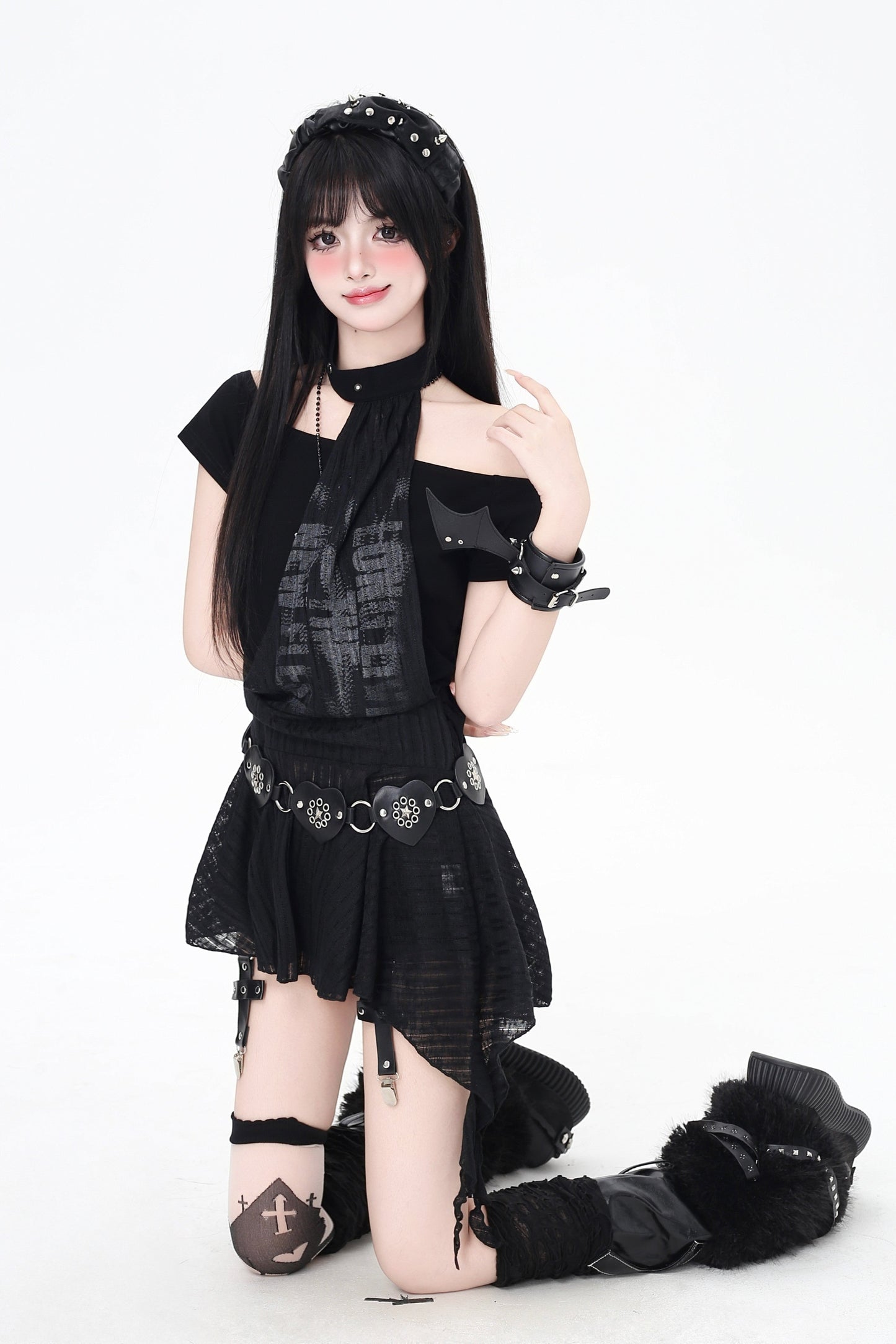 Top Off-the-shoulder Slim Dark Sweet