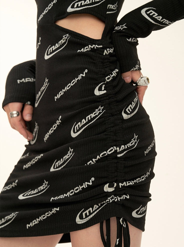 Robe à logo froncé imprimé