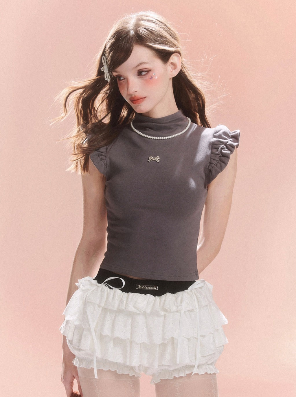Flared Ribbon Sleeveless Top
