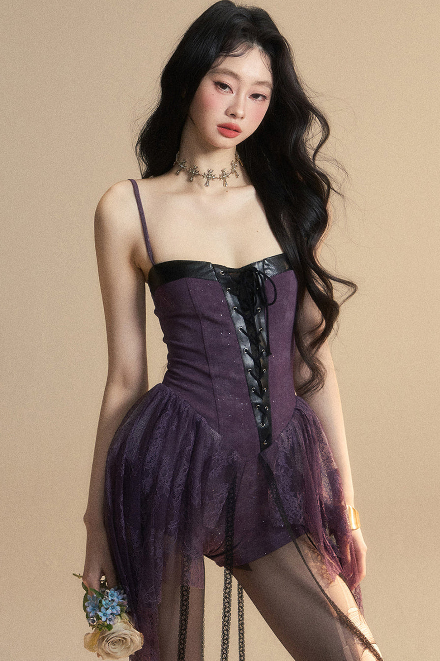 Dress Dark Halter Lace French