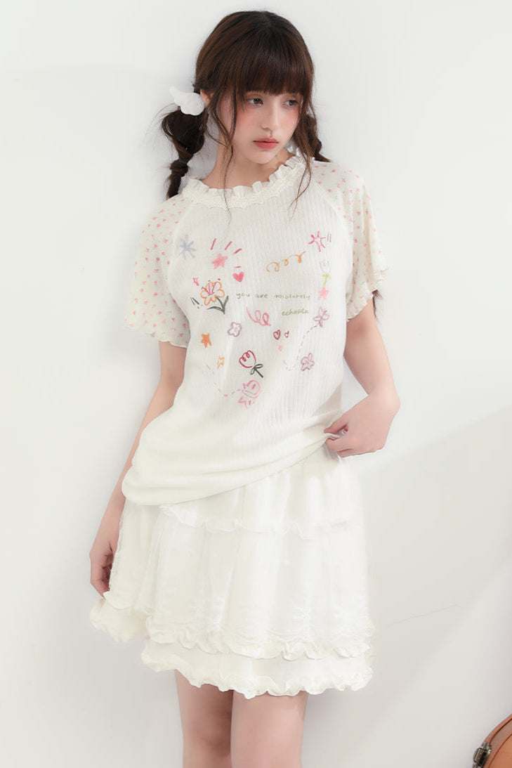 Round Neck Heart Floral Top