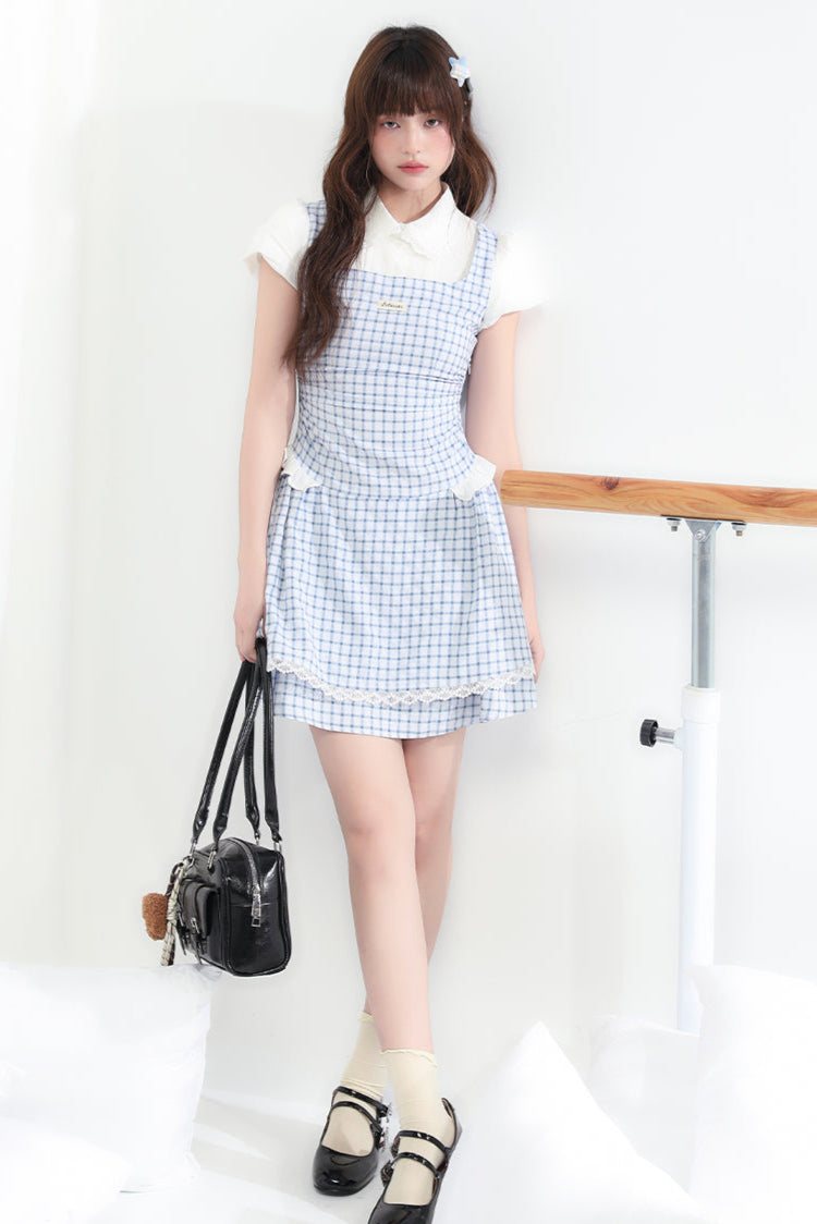 Sweet Check Blue College Dress