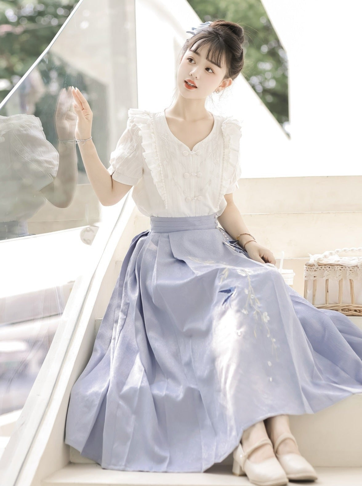 Summer Pleated Skirt Retro Ruffle Top Design China